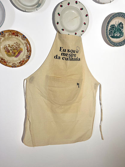 Avental com a frase - "Eu sou o mestre da culinária"