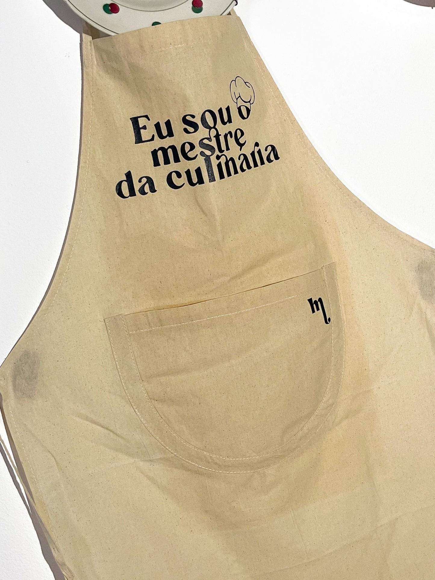 Avental com a frase - "Eu sou o mestre da culinária"